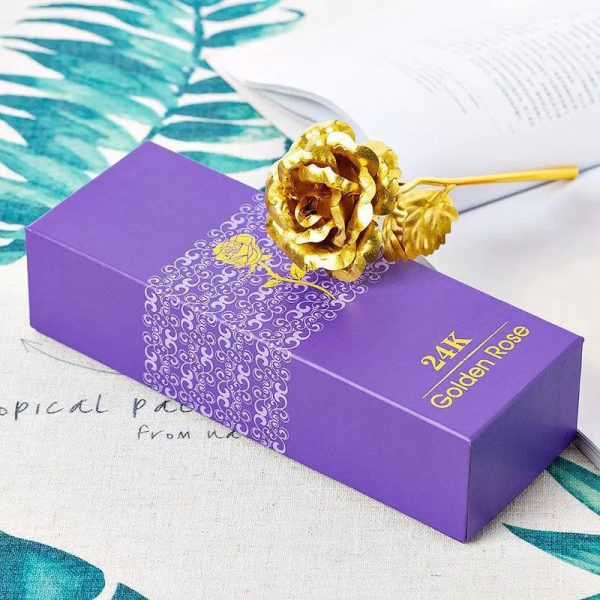 Artificial 24K Gold Rose with Gift Box Luxury Present Artificial 24K Gold Rose with Gift Box Luxury Present