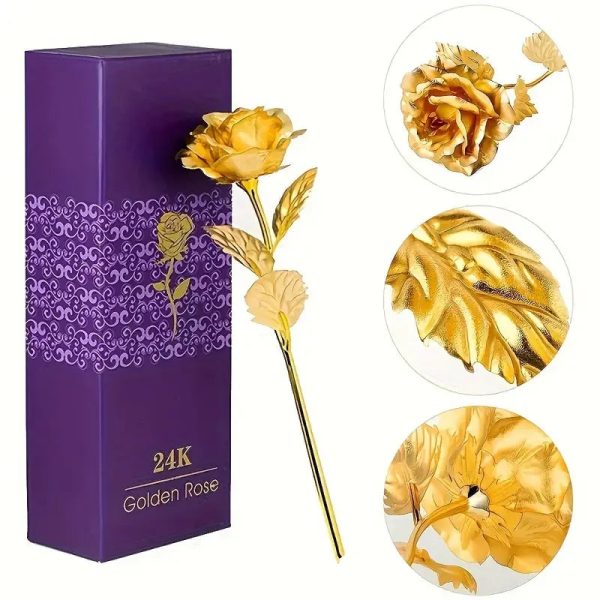 Artificial 24K Gold Rose with Gift Box Luxury Present Artificial 24K Gold Rose with Gift Box Luxury Present