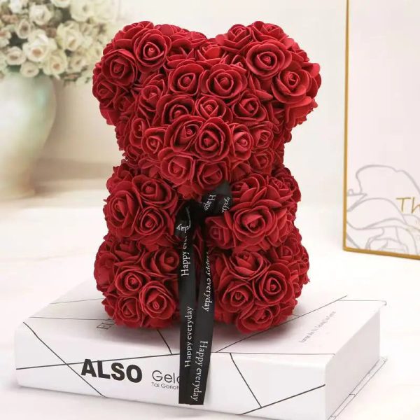 Artificial Rose Teddy Bear 25cm Romantic Floral Gift with Gift Box Artificial Rose Teddy Bear 25cm Romantic Floral Gift with Gift Box