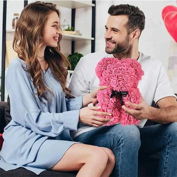Artificial Rose Teddy Bear 25cm Romantic Floral Gift with Gift Box Artificial Rose Teddy Bear 25cm Romantic Floral Gift with Gift Box