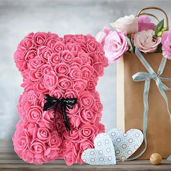 Artificial Rose Teddy Bear 25cm Romantic Floral Gift with Gift Box Artificial Rose Teddy Bear 25cm Romantic Floral Gift with Gift Box