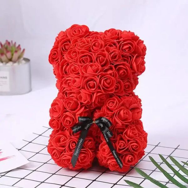 Artificial Rose Teddy Bear 25cm Romantic Floral Gift with Gift Box Artificial Rose Teddy Bear 25cm Romantic Floral Gift with Gift Box