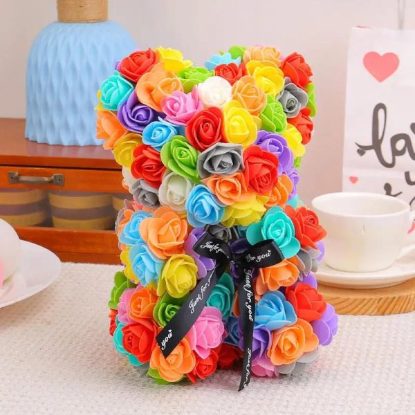 Artificial Rose Teddy Bear Floral Gift