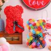 Artificial Rose Teddy Bear Floral Gift