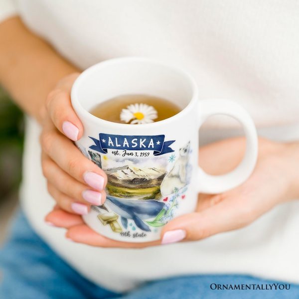 Artistic Alaska State Themes and Landmarks Personalized Mug With Custom Name Artistic Alaska State Themes and Landmarks Personalized Mug With Custom Name