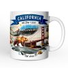 Artistic California State Themes and Landmarks Personalized Mug With Custom Name