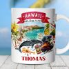 Artistic Hawaii State Themes and Landmarks Personalized Mug With Custom Name Artistic Hawaii State Themes and Landmarks Personalized Mug With Custom Name