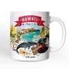 Artistic Hawaii State Themes and Landmarks Personalized Mug With Custom Name Artistic Hawaii State Themes and Landmarks Personalized Mug With Custom Name