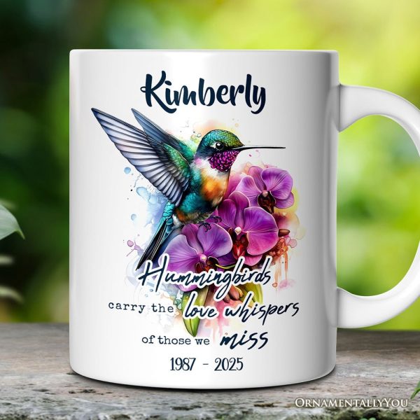Artistic Hummingbirds Carry the Love Whispers Quote Personalized Mug, Memorial Gift With Custom Name Artistic Hummingbirds Carry the Love Whispers Quote Personalized Mug, Memorial Gift With Custom Name