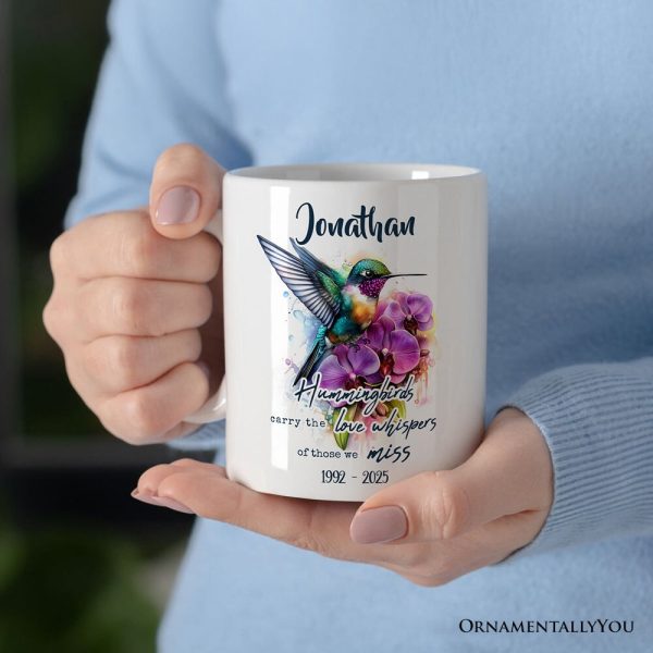 Artistic Hummingbirds Carry the Love Whispers Quote Personalized Mug, Memorial Gift With Custom Name Artistic Hummingbirds Carry the Love Whispers Quote Personalized Mug, Memorial Gift With Custom Name
