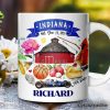 Artistic Indiana State Themes and Landmarks Personalized Mug With Custom Name Artistic Indiana State Themes and Landmarks Personalized Mug With Custom Name