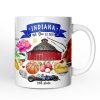 Artistic Indiana State Themes and Landmarks Personalized Mug With Custom Name Artistic Indiana State Themes and Landmarks Personalized Mug With Custom Name