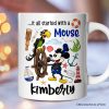 Artistic It All Started With a Mouse Personalized Mug, Steamboat Willie Gift Artistic It All Started With a Mouse Personalized Mug, Steamboat Willie Gift