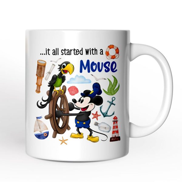 Artistic It All Started With a Mouse Personalized Mug, Steamboat Willie Gift Artistic It All Started With a Mouse Personalized Mug, Steamboat Willie Gift