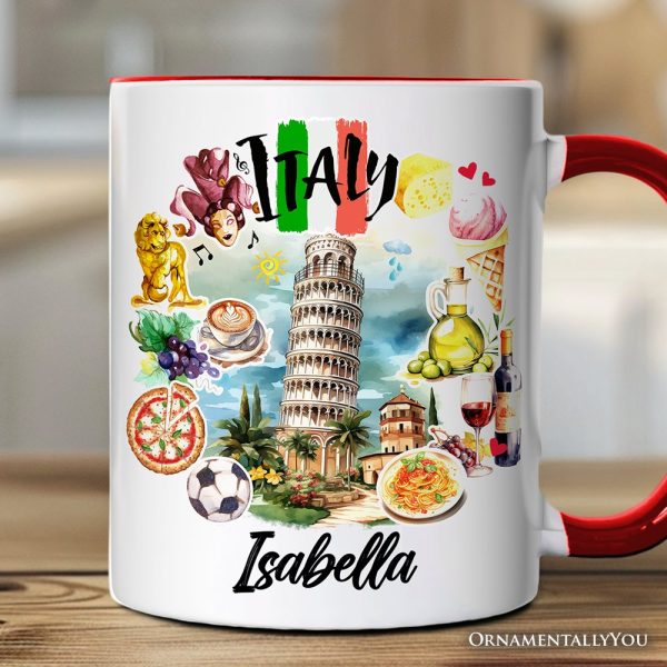 Artistic Italy Landmarks Personalized Mug, Italian Gift and Souvenir with Custom Name Artistic Italy Landmarks Personalized Mug, Italian Gift and Souvenir with Custom Name