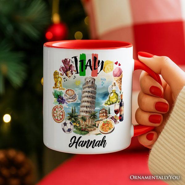 Artistic Italy Landmarks Personalized Mug, Italian Gift and Souvenir with Custom Name Artistic Italy Landmarks Personalized Mug, Italian Gift and Souvenir with Custom Name