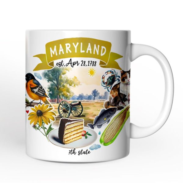 Artistic Maryland State Themes and Landmarks Personalized Mug With Custom Name Artistic Maryland State Themes and Landmarks Personalized Mug With Custom Name