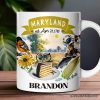 Artistic Maryland State Themes and Landmarks Personalized Mug With Custom Name Artistic Maryland State Themes and Landmarks Personalized Mug With Custom Name