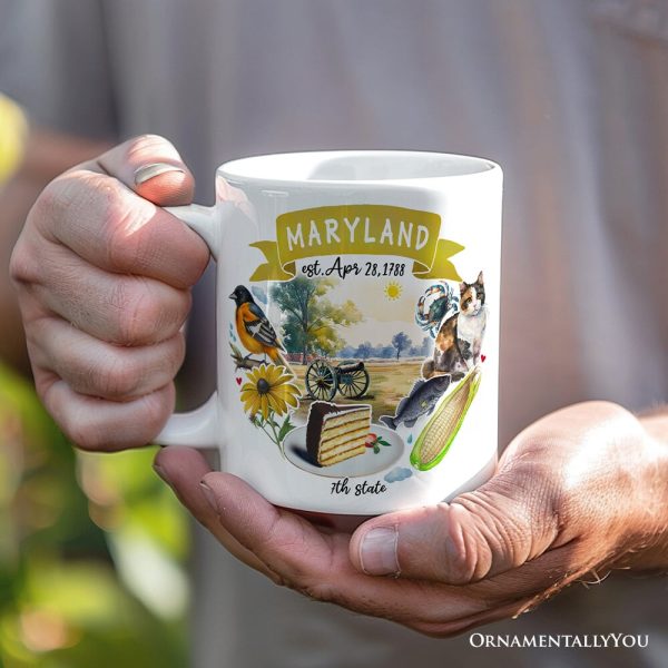 Artistic Maryland State Themes and Landmarks Personalized Mug With Custom Name Artistic Maryland State Themes and Landmarks Personalized Mug With Custom Name