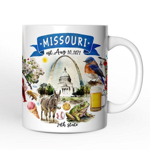 Artistic Missouri State Themes and Landmarks Personalized Mug With Custom Name Artistic Missouri State Themes and Landmarks Personalized Mug With Custom Name