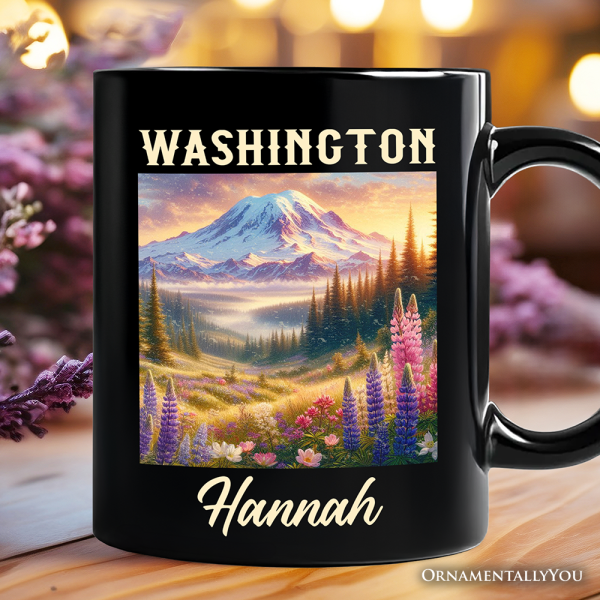 Artistic Mount Rainier Washington State Personalized Mug, National Park Gift and Pacific Northwest Souvenir with Custom Name Artistic Mount Rainier Washington State Personalized Mug, National Park Gift and Pacific Northwest Souvenir with Custom Name