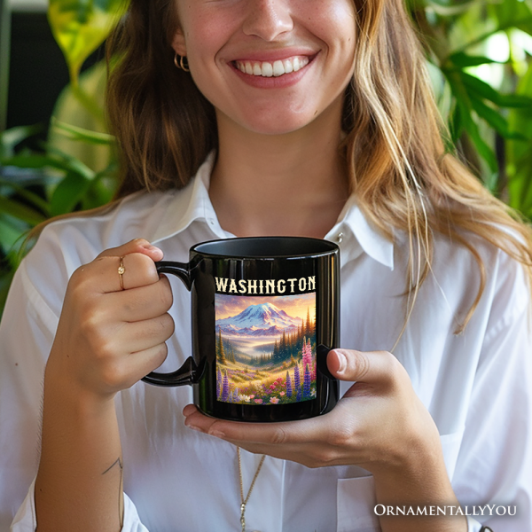Artistic Mount Rainier Washington State Personalized Mug, National Park Gift and Pacific Northwest Souvenir with Custom Name Artistic Mount Rainier Washington State Personalized Mug, National Park Gift and Pacific Northwest Souvenir with Custom Name