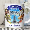 Artistic Nebraska State Themes and Landmarks Personalized Mug With Custom Name Artistic Nebraska State Themes and Landmarks Personalized Mug With Custom Name