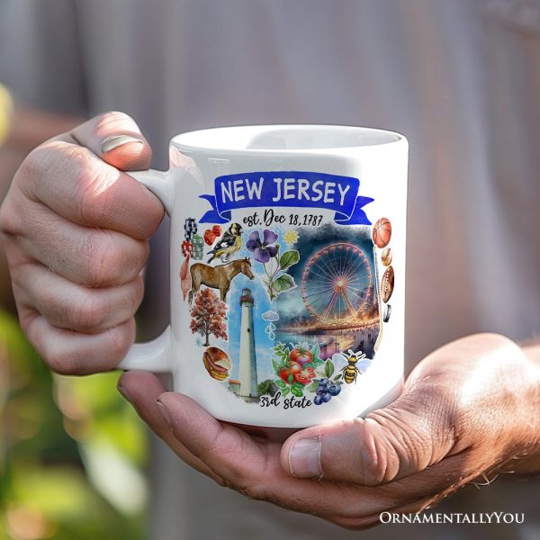 Artistic New Jersey State Themes and Landmarks Personalized Mug With Custom Name Artistic New Jersey State Themes and Landmarks Personalized Mug With Custom Name