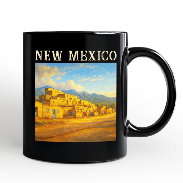 Artistic New Mexico State Taos Pueblo Personalized Mug, Native American Heritage Gift and Southwestern Cultural Souvenir with Custom Name Artistic New Mexico State Taos Pueblo Personalized Mug, Native American Heritage Gift and Southwestern Cultural Souvenir with Custom Name