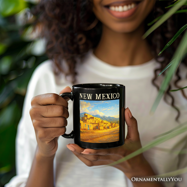 Artistic New Mexico State Taos Pueblo Personalized Mug, Native American Heritage Gift and Southwestern Cultural Souvenir with Custom Name Artistic New Mexico State Taos Pueblo Personalized Mug, Native American Heritage Gift and Southwestern Cultural Souvenir with Custom Name