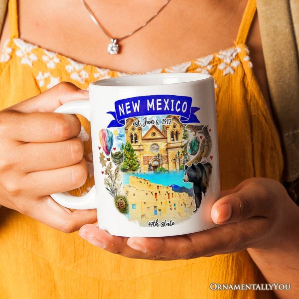 Artistic New Mexico State Themes and Landmarks Personalized Mug With Custom Name Artistic New Mexico State Themes and Landmarks Personalized Mug With Custom Name