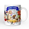 Artistic New York State Themes and Landmarks Personalized Mug With Custom Name Artistic New York State Themes and Landmarks Personalized Mug With Custom Name