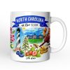 Artistic North Carolina State Themes and Landmarks Personalized Mug With Custom Name Artistic North Carolina State Themes and Landmarks Personalized Mug With Custom Name