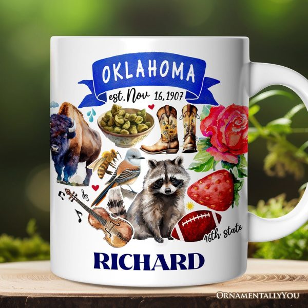 Artistic Oklahoma State Themes and Landmarks Personalized Mug With Custom Name Artistic Oklahoma State Themes and Landmarks Personalized Mug With Custom Name