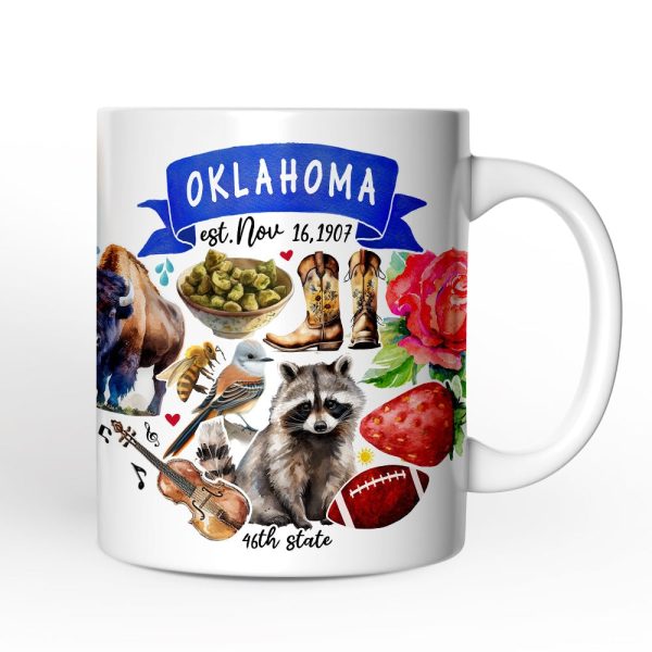 Artistic Oklahoma State Themes and Landmarks Personalized Mug With Custom Name Artistic Oklahoma State Themes and Landmarks Personalized Mug With Custom Name