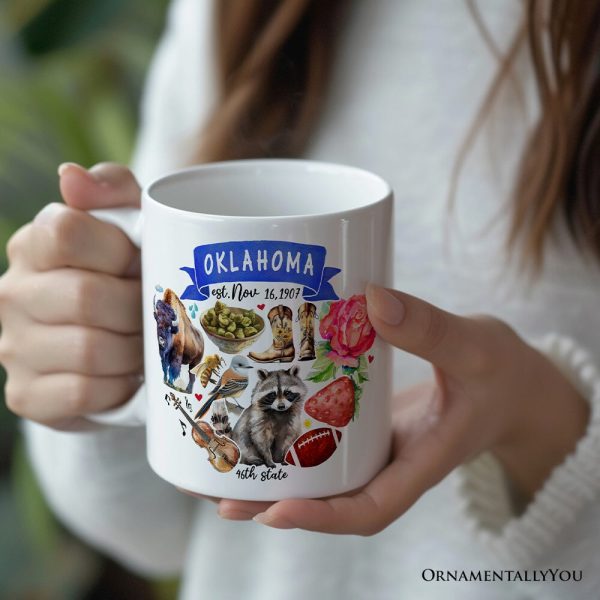 Artistic Oklahoma State Themes and Landmarks Personalized Mug With Custom Name Artistic Oklahoma State Themes and Landmarks Personalized Mug With Custom Name