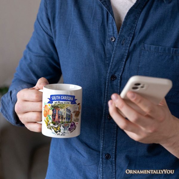 Artistic South Carolina State Themes and Landmarks Personalized Mug With Custom Name Artistic South Carolina State Themes and Landmarks Personalized Mug With Custom Name