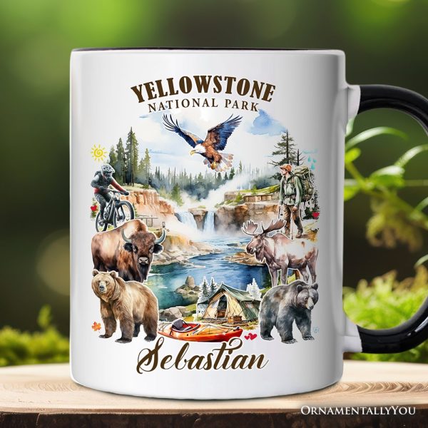 Artistically Vibrant Yellowstone National Park Personalized Mug, Wildlife and Nature Gift and Souvenir with Custom Name Artistically Vibrant Yellowstone National Park Personalized Mug, Wildlife and Nature Gift and Souvenir with Custom Name