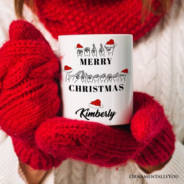 ASL Sign Language Merry Christmas Mug, Personalized Gift for Teacher ASL Sign Language Merry Christmas Mug, Personalized Gift for Teacher