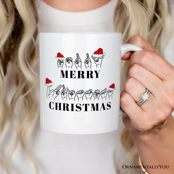 ASL Sign Language Merry Christmas Mug, Personalized Gift for Teacher ASL Sign Language Merry Christmas Mug, Personalized Gift for Teacher