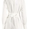 Asymmetric Button Up Long Sleeve Belted Shirt Mini Dress - White Asymmetric Button Up Long Sleeve Belted Shirt Mini Dress - White