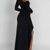 Asymmetric One Shoulder High Slit Drape Maxi Dress Asymmetric One Shoulder High Slit Drape Maxi Dress