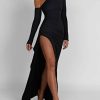 Asymmetric One Shoulder High Slit Drape Maxi Dress Asymmetric One Shoulder High Slit Drape Maxi Dress