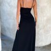 Asymmetric Straight Neck Slit Spaghetti Straps Maxi Dress Asymmetric Straight Neck Slit Spaghetti Straps Maxi Dress