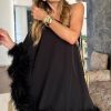 Asymmetrical One Shoulder Feather Trim A Line Party Mini Dress - Black Asymmetrical One Shoulder Feather Trim A Line Party Mini Dress - Black