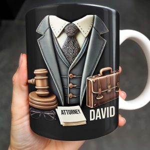 Attorney, Suit, Tie, Briefcase, and Gavel Design - Personalized Custom Coffee Mug - GRAD282_MG