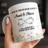 Aunt & Niece Always Connected by Heart With Flowers - Personalized Custom Coffee Mug - AUNT004_MG