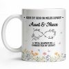 Aunt & Niece Always Connected by Heart With Flowers - Personalized Custom Coffee Mug - AUNT004_MG