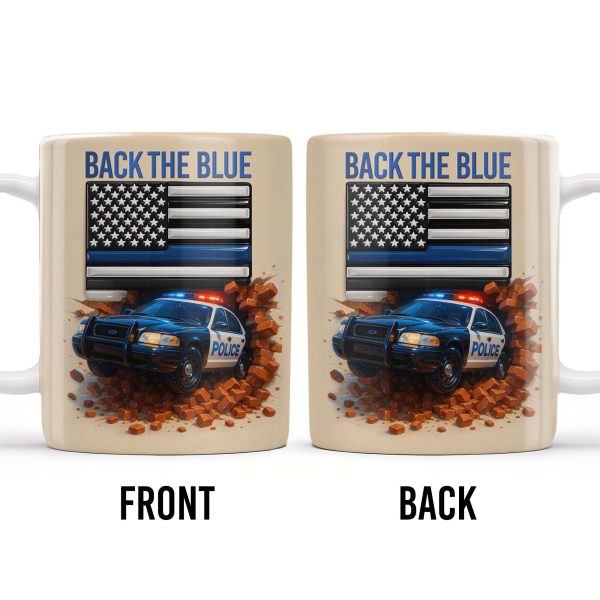 Back The Blue, Police Car and American Flag - Personalized Custom Coffee Mug - OFC019_MG