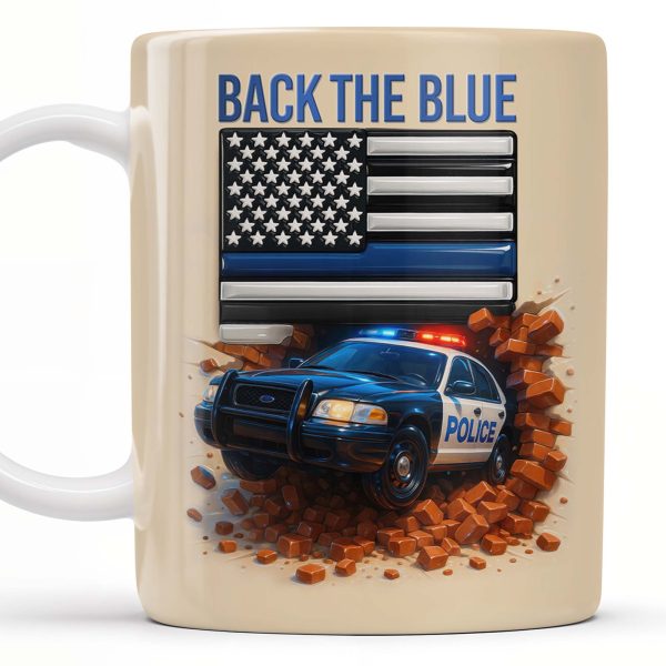 Back The Blue, Police Car and American Flag - Personalized Custom Coffee Mug - OFC019_MG